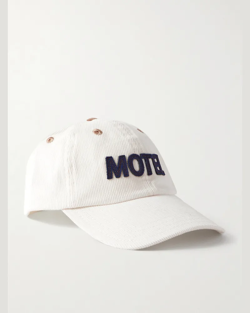 Drake's Motel Appliquéd Cotton-Corduroy Baseball Cap Neutrals