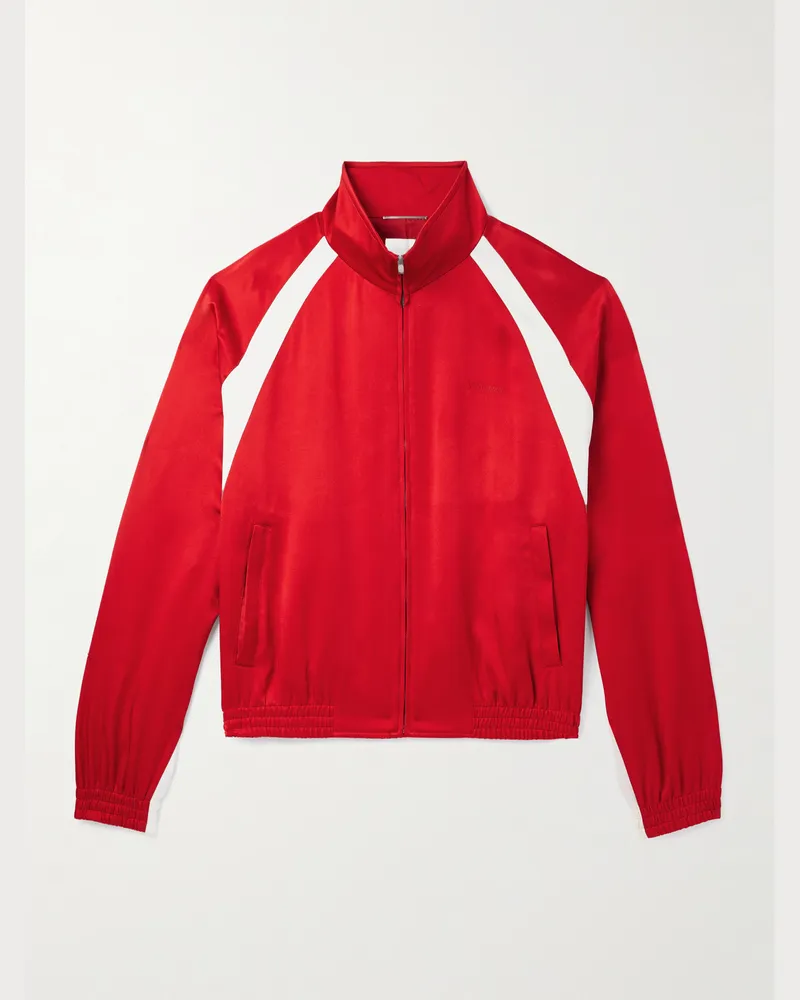Saint Laurent Trainingsjacke aus Satin mit Streifen Rot