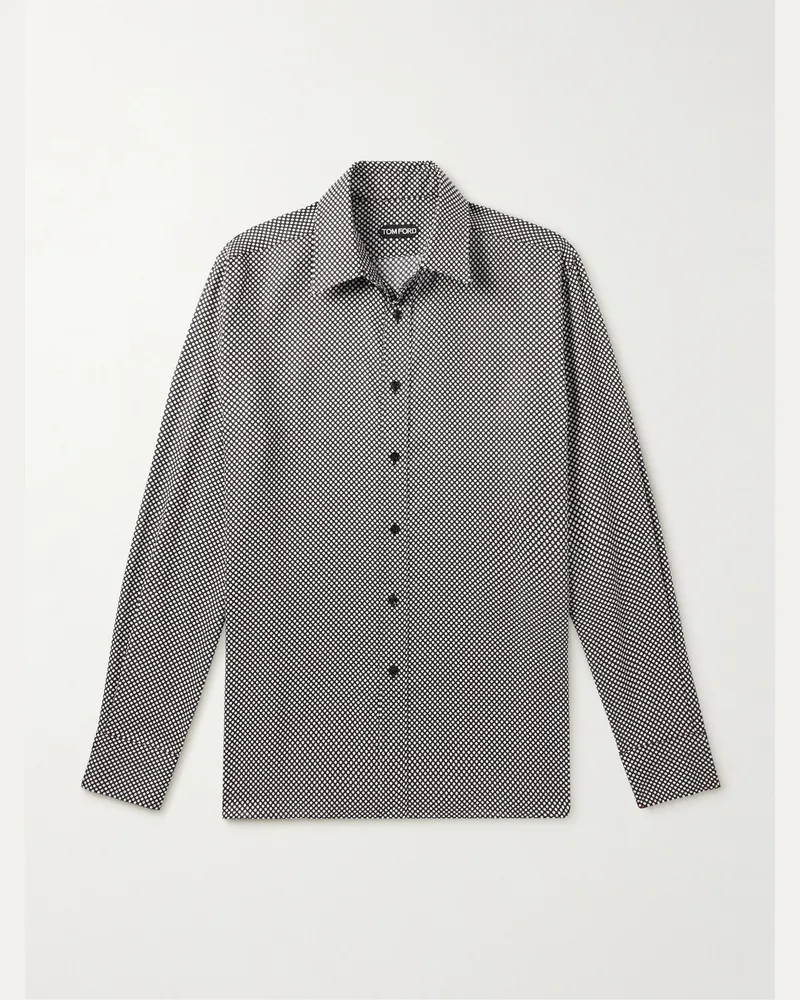Tom Ford Hemd aus Lyocell mit Punkten Grau