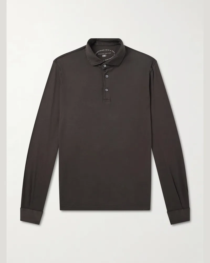 Fedeli Cotton-Jersey Polo Shirt Brown