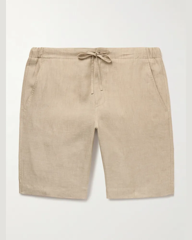 Loro Piana Gerade geschnittene Bermudashorts aus Leinen mit Kordelzugbund Neutral