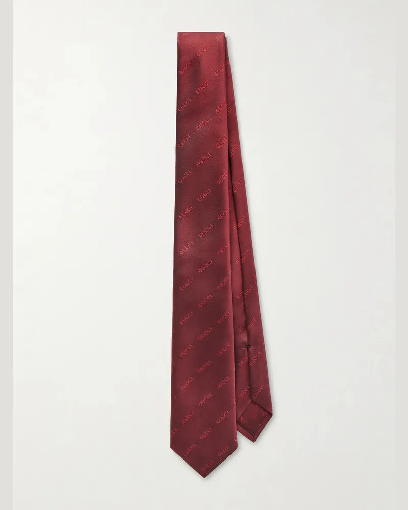 Gucci GG 7cm Logo-Jacquard Silk-Twill Tie Red