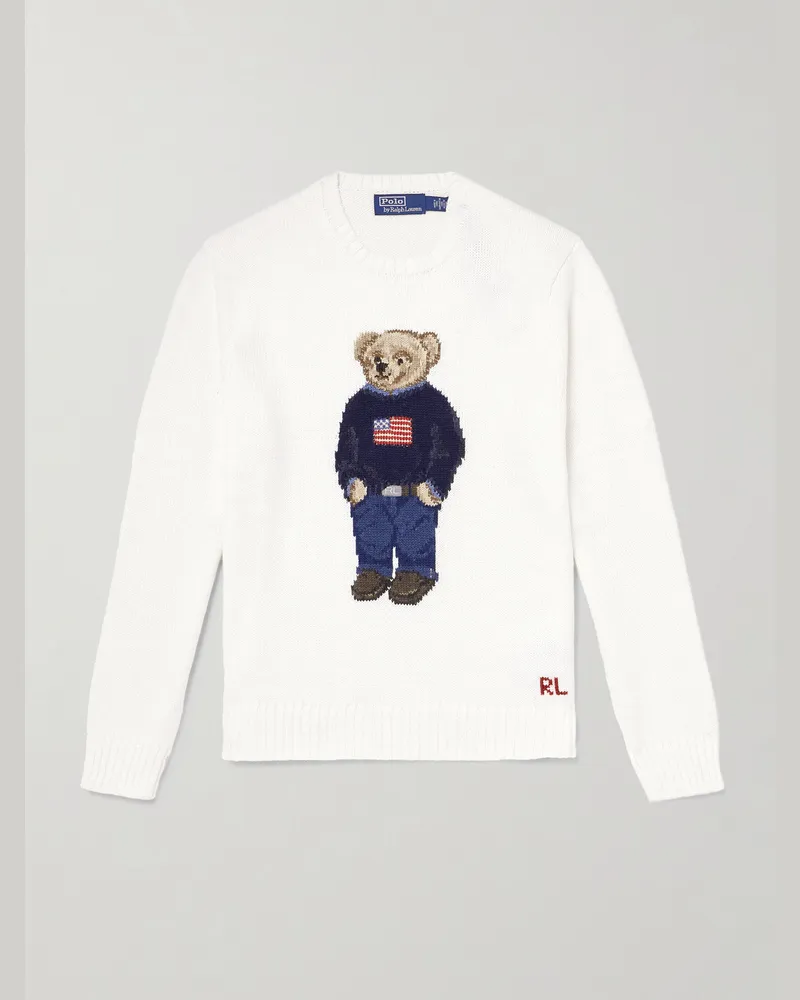 Ralph Lauren Pullover aus einer Leinen-Baumwollmischung mit Intarsienmotiv Neutral