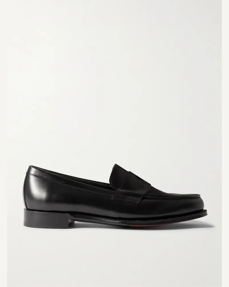 Drake's Charles Leather Penny Loafers Black