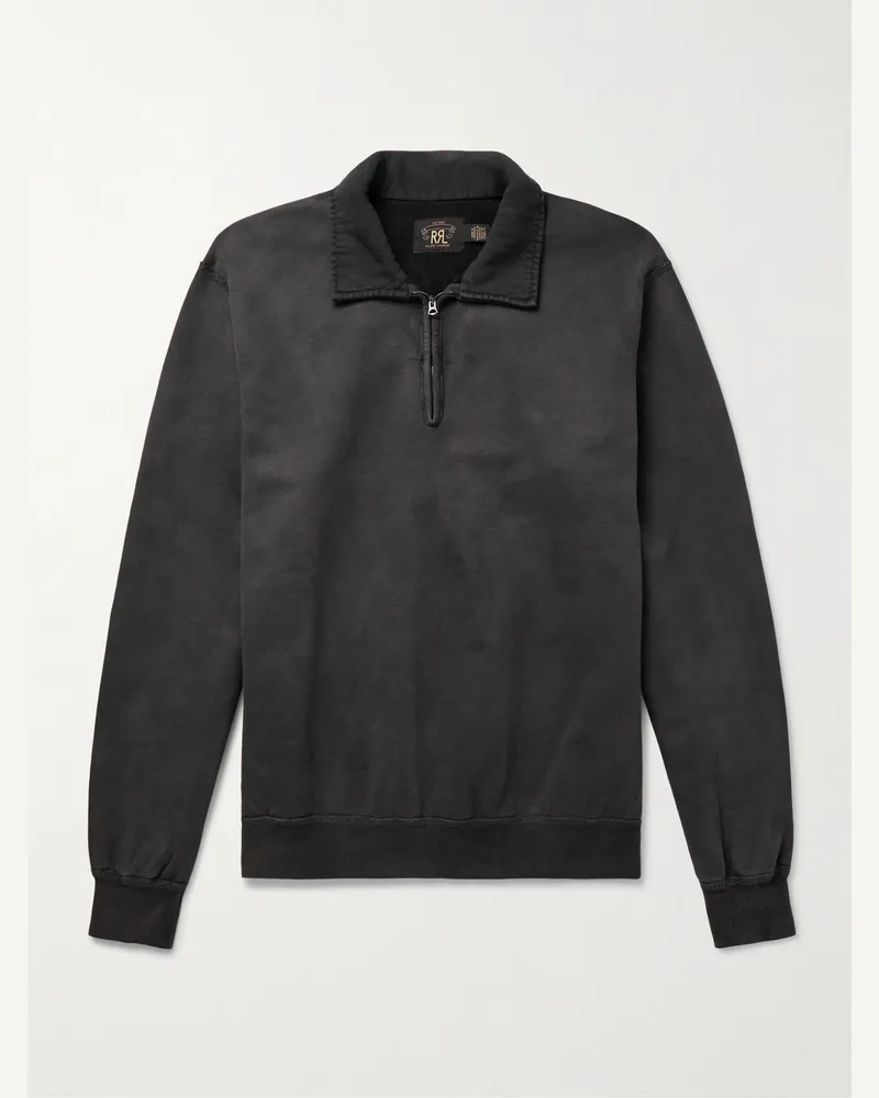 RRL Sweatshirt aus Baumwoll-Jersey mit kurzem Reißverschluss Grau