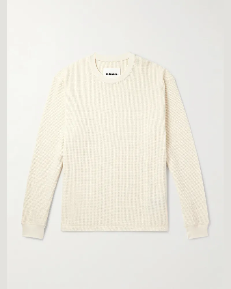 Jil Sander Oberteil aus Baumwolle in Waffelstrick Neutral