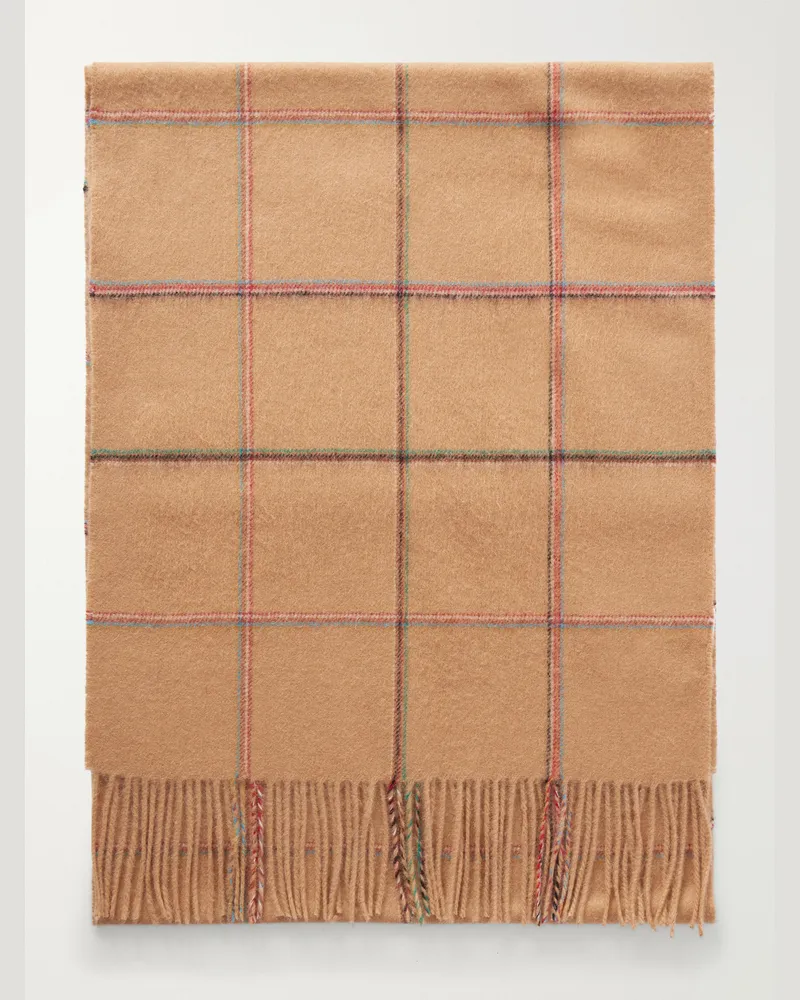 Paul Smith Checked Wool and Cashmere-Blend Scarf Brown