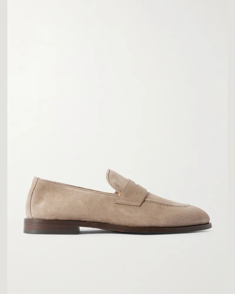 Brunello Cucinelli Flex Pennyloafers aus Veloursleder Braun