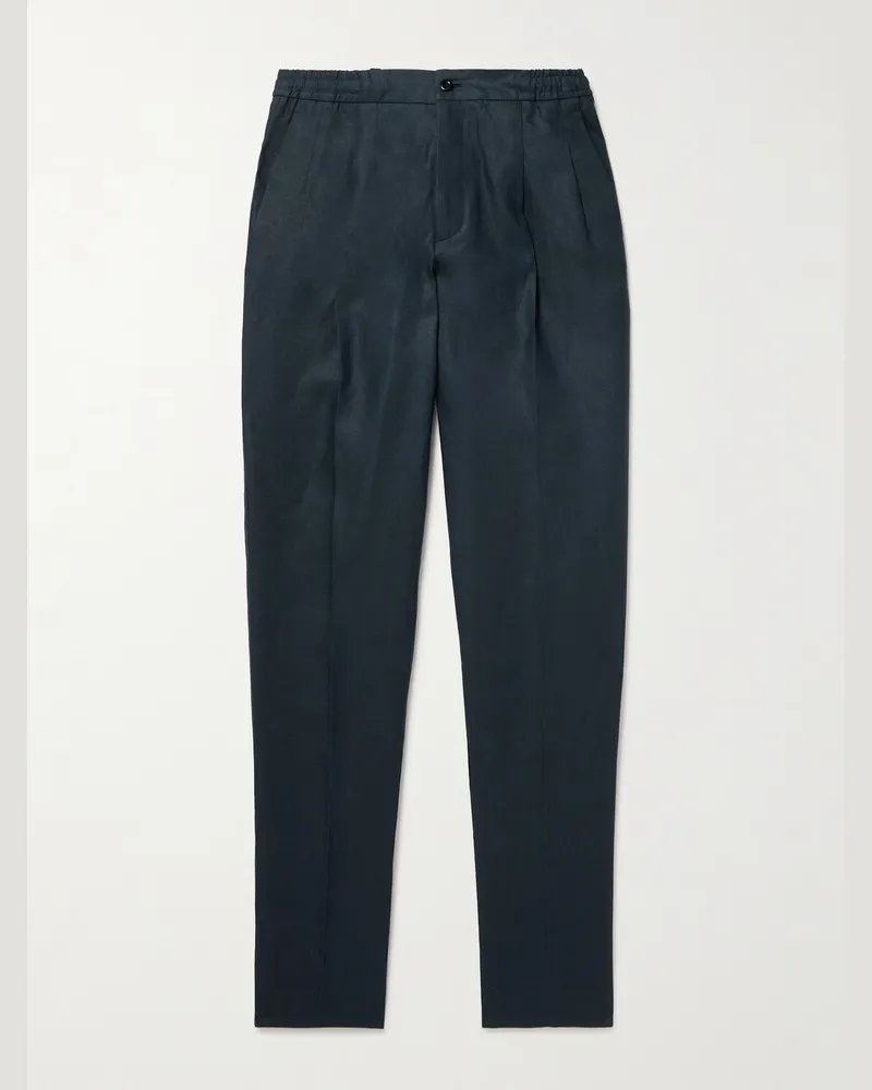 Rubinacci Gerade geschnittene Hose aus Leinen Blau