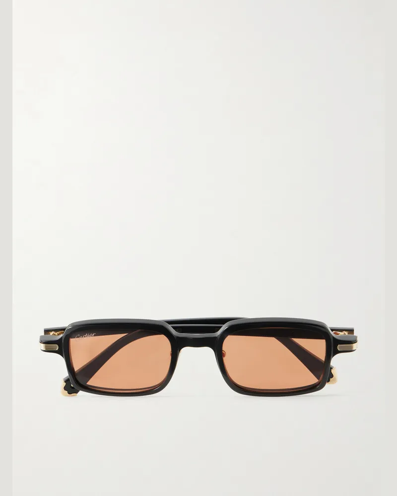 Cartier Godron de Cartier Square-Frame Acetate Sunglasses Black
