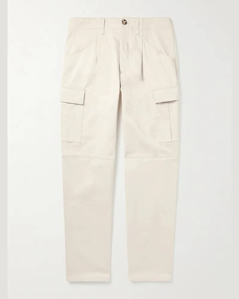 Brunello Cucinelli Gerade geschnittene Cargohose aus Schurwollflanell Neutral