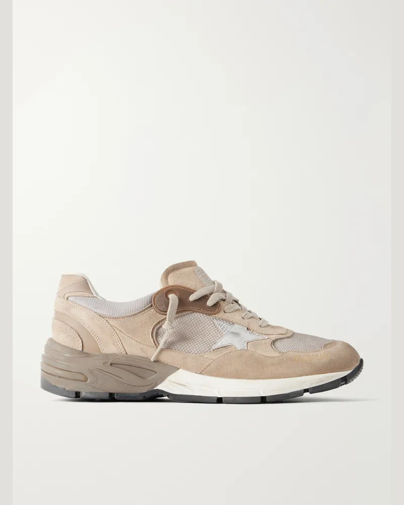 Golden Goose Running Dad Suede-Trimmed Mesh Sneakers Neutrals