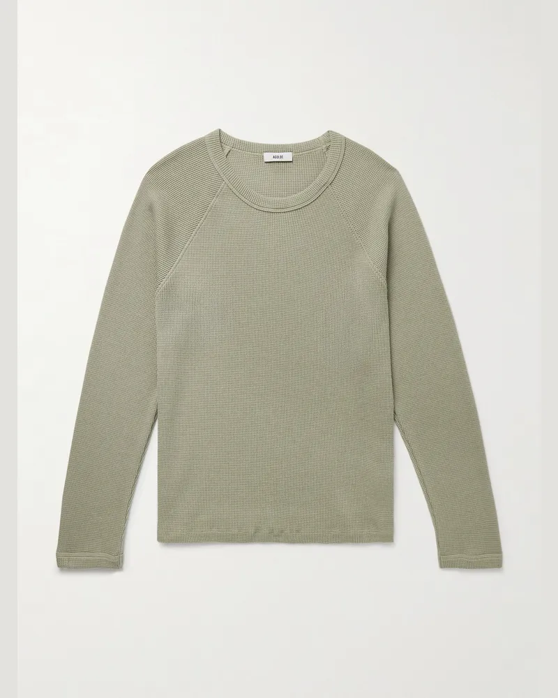 AGOLDE Payson Waffle-Knit Cotton-Blend T-Shirt Green