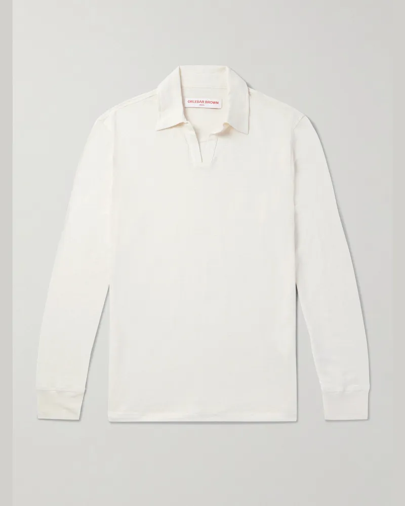 Orlebar Brown Felix Linen-Blend Jersey Polo Shirt White