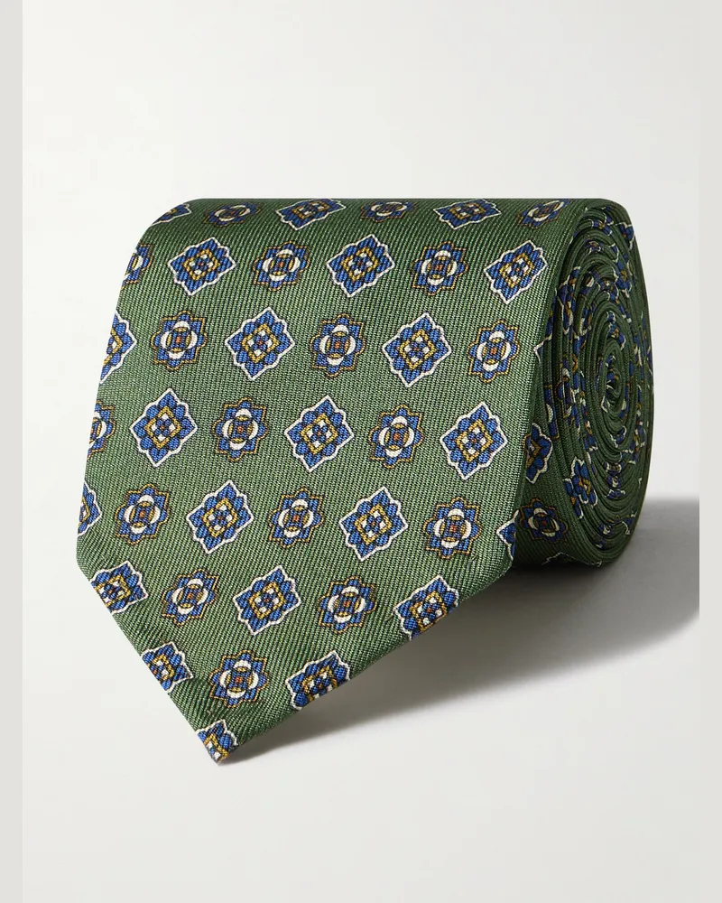 Rubinacci Krawatte aus Seiden-Jacquard, 8 cm Grün
