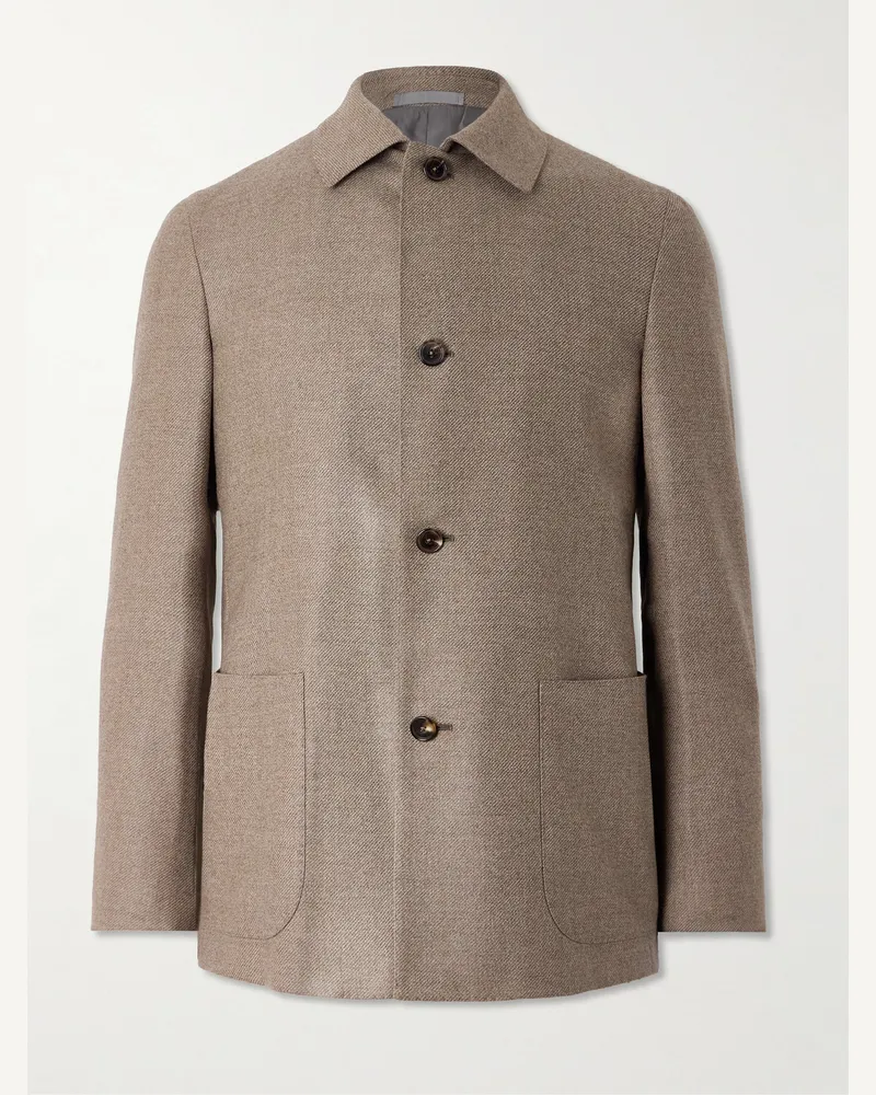 Caruso Hemdjacke aus gebürsteter Wolle Braun