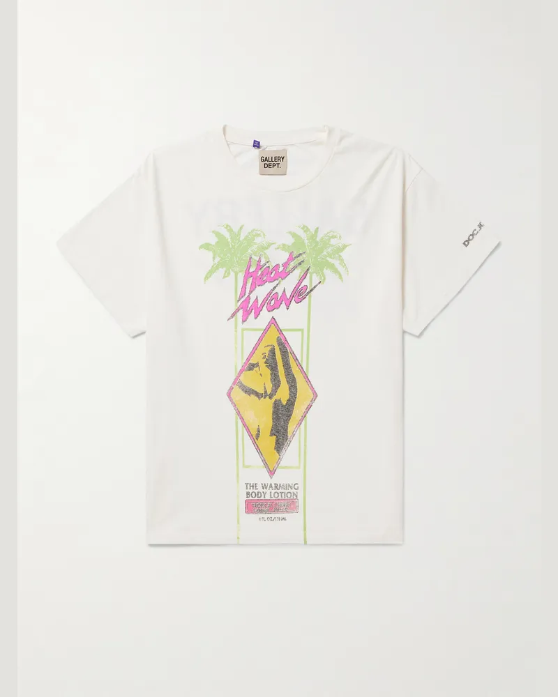 GALLERY DEPT. Doc Johnson Heat Wave Glittered Printed Cotton-Jersey T-Shirt Neutrals
