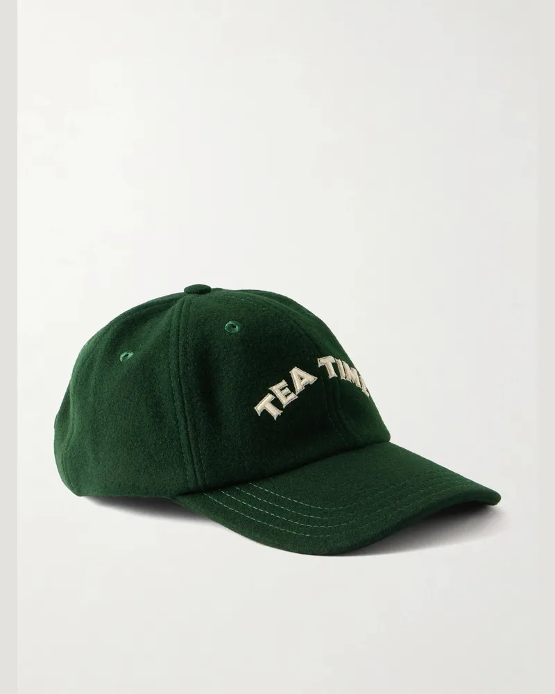 Drake's Tea Time Embroidered Wool Baseball Cap Green