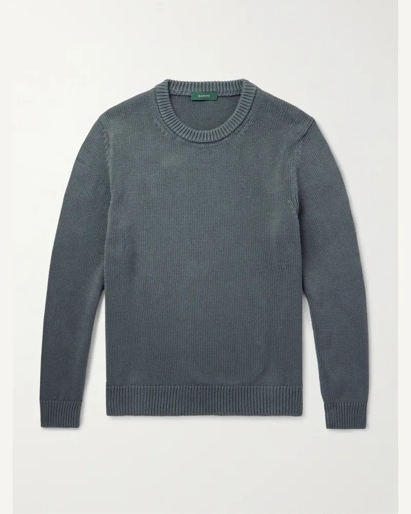Incotex Zanone schmal geschnittener Pullover aus Baumwolle Grau