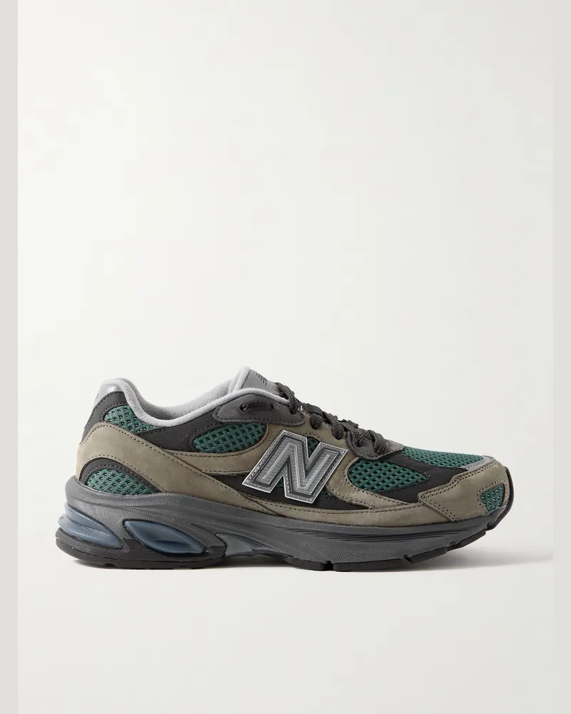 New Balance 2010 Sneakers aus Mesh und Veloursleder mit Gummibesatz Grün