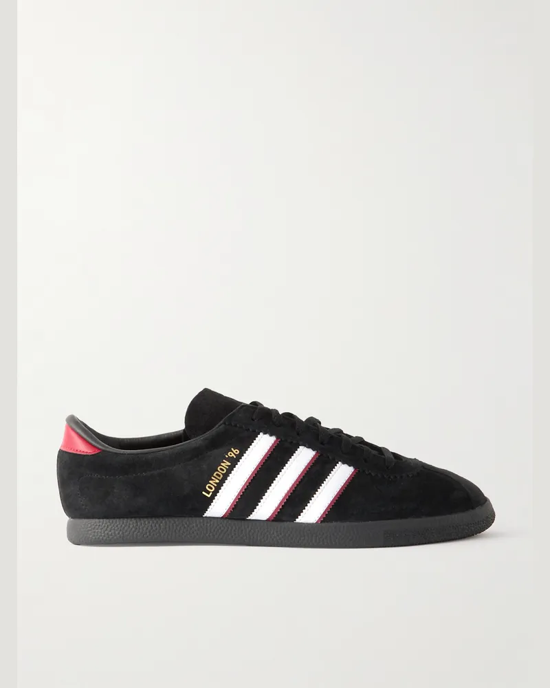 adidas London 96 Sneakers aus Veloursleder mit Lederbesatz Schwarz