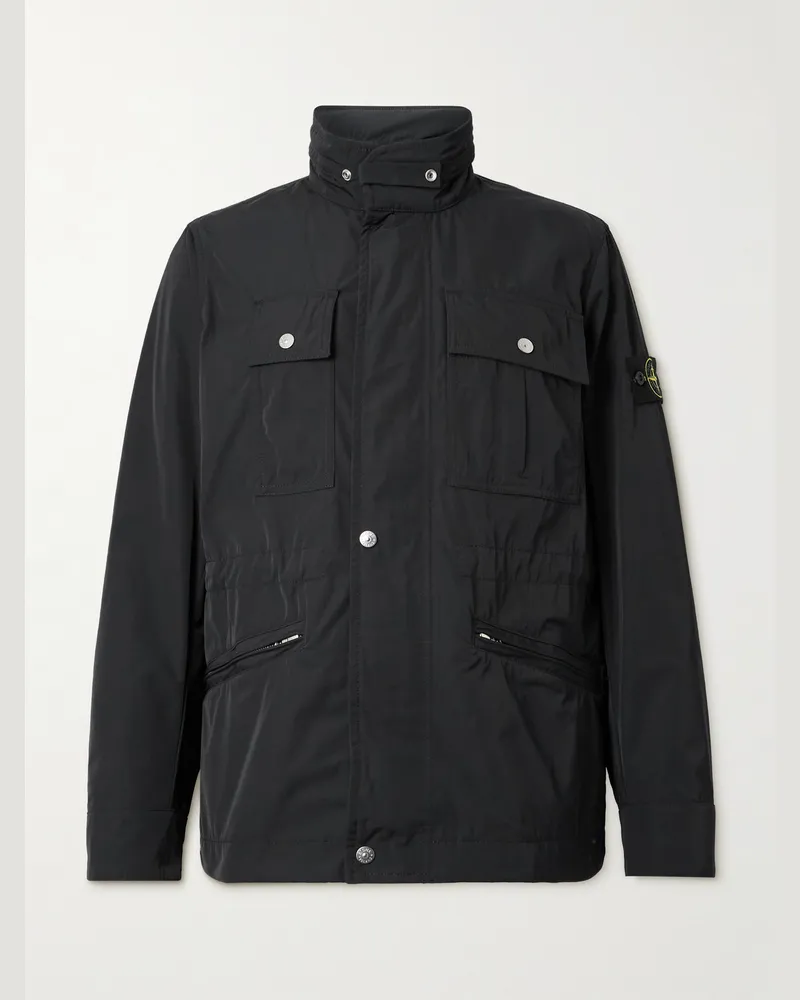 Stone Island Kapuzenjacke aus „Micro Twill“-Material mit Logodetail Schwarz