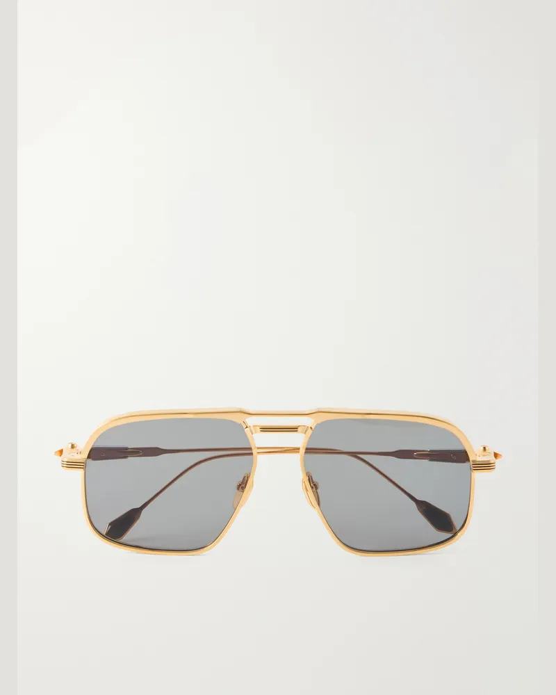 Jacques Marie Mage Labarge Aviator-Style Titanium Sunglasses Gold