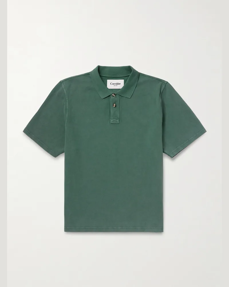 Corridor Garment-Dyed Cotton-Piqué Polo Shirt Green