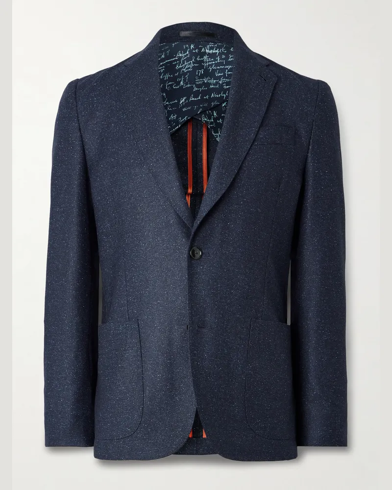 Paul Smith Textured Wool and Silk-Blend Suit Jacket Blue