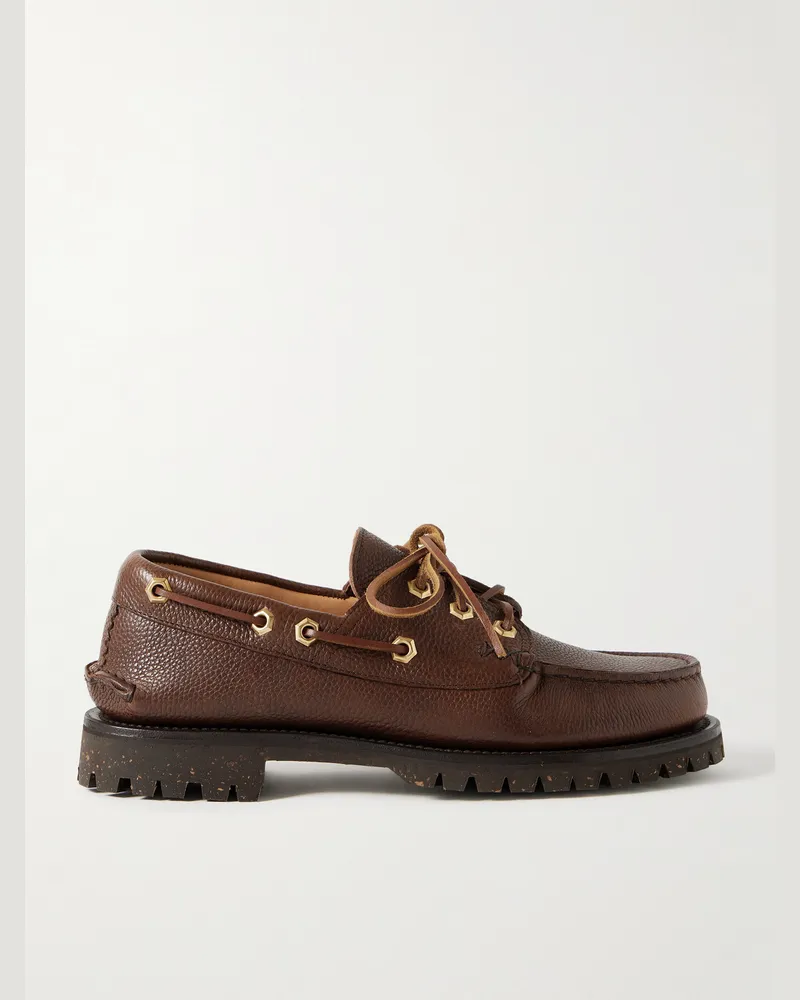 YUKETEN Bootsschuhe aus genarbtem Leder Braun