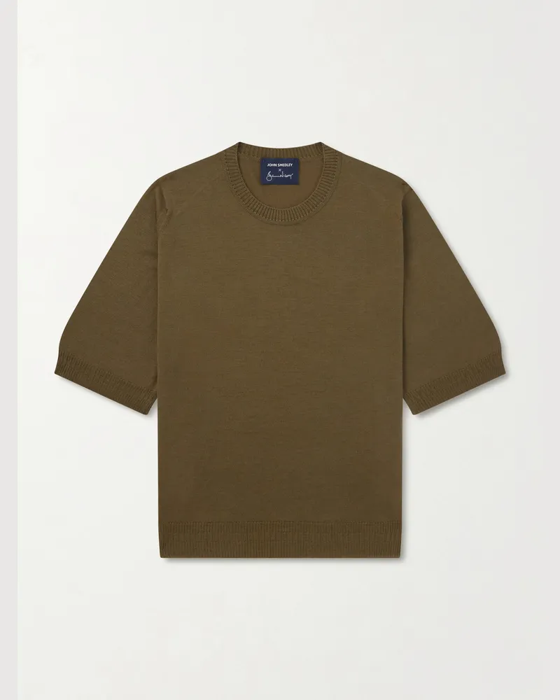 John Smedley Bill Nighy Merino Wool T-Shirt Green