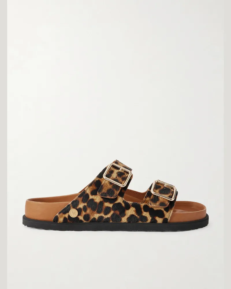 Birkenstock Arizona Sandalen aus Kalbshaar mit Leopardenmuster Braun