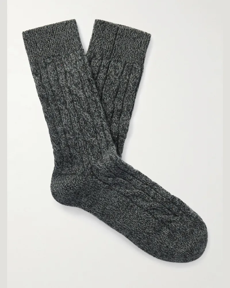 Loro Piana Treccia Baby Cashmere Socks Gray