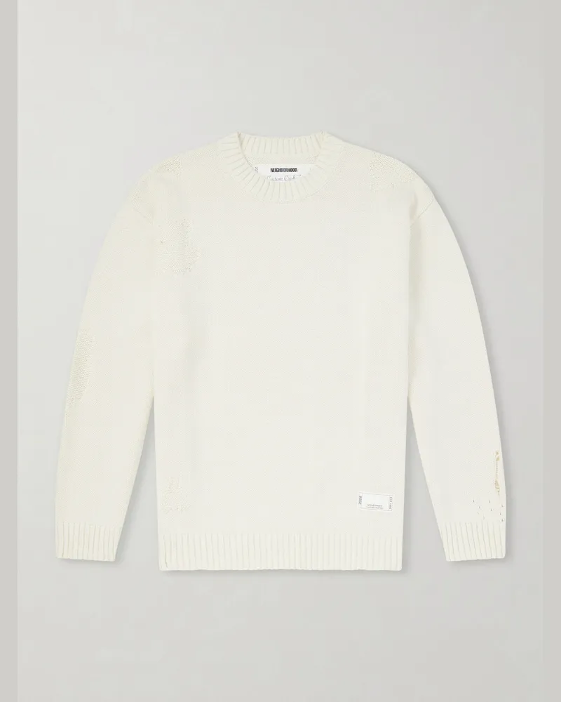 Neighborhood Savage Cotton Crewneck Sweater Neutrals