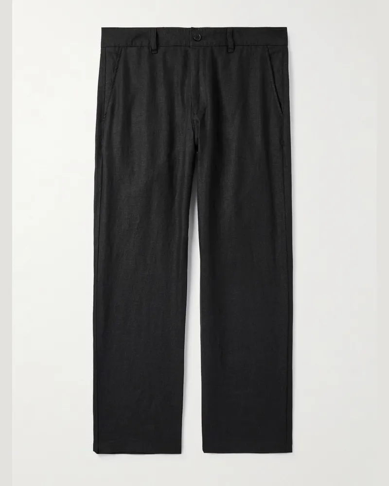 NN 07 Aden 1454 Straight-Leg Linen Suit Trousers Black