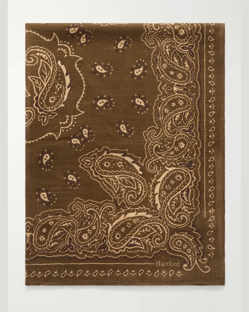 Hartford Printed Wool Scarf Green