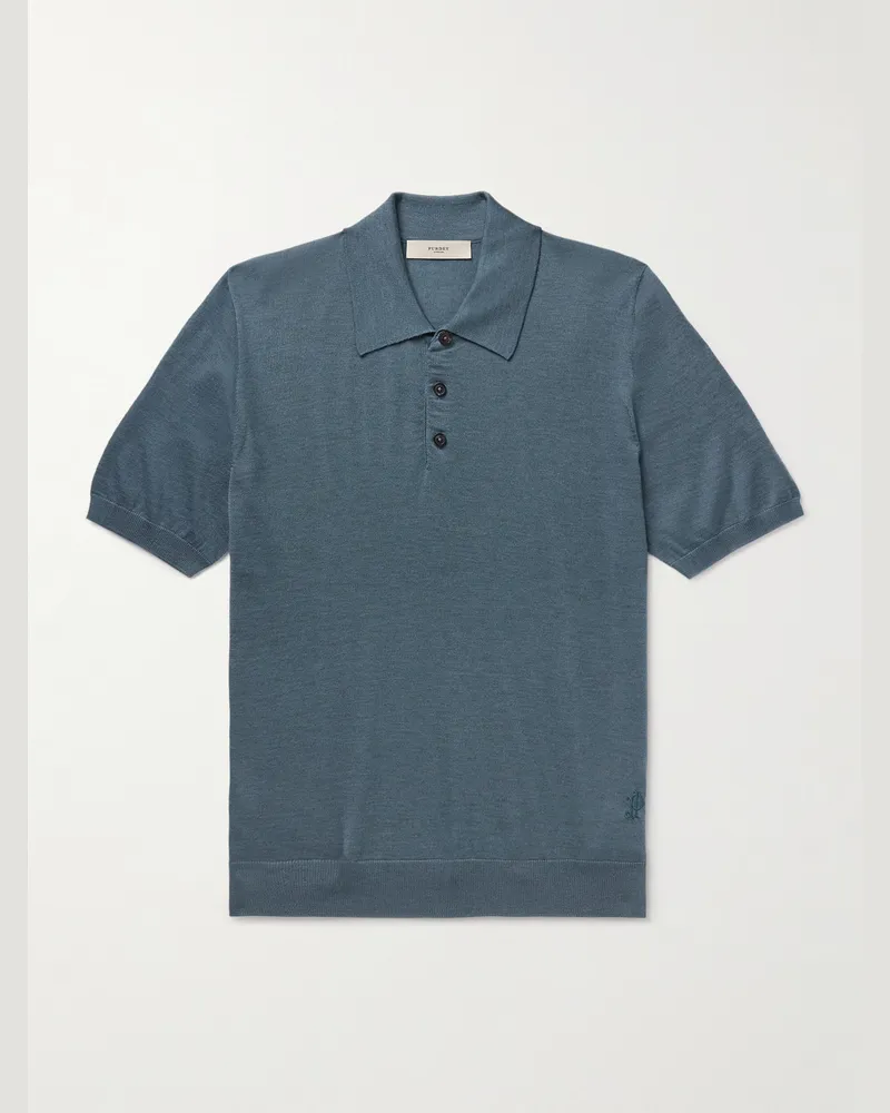 PURDEY Tantallon schmal geschnittenes Polohemd aus Merinowolle Blau