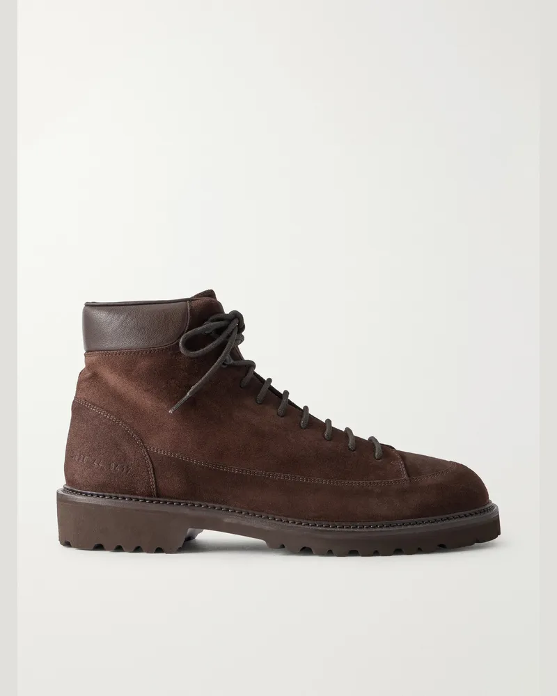 Common Projects Leather-Trimmed Suede Hiking Boots Brown