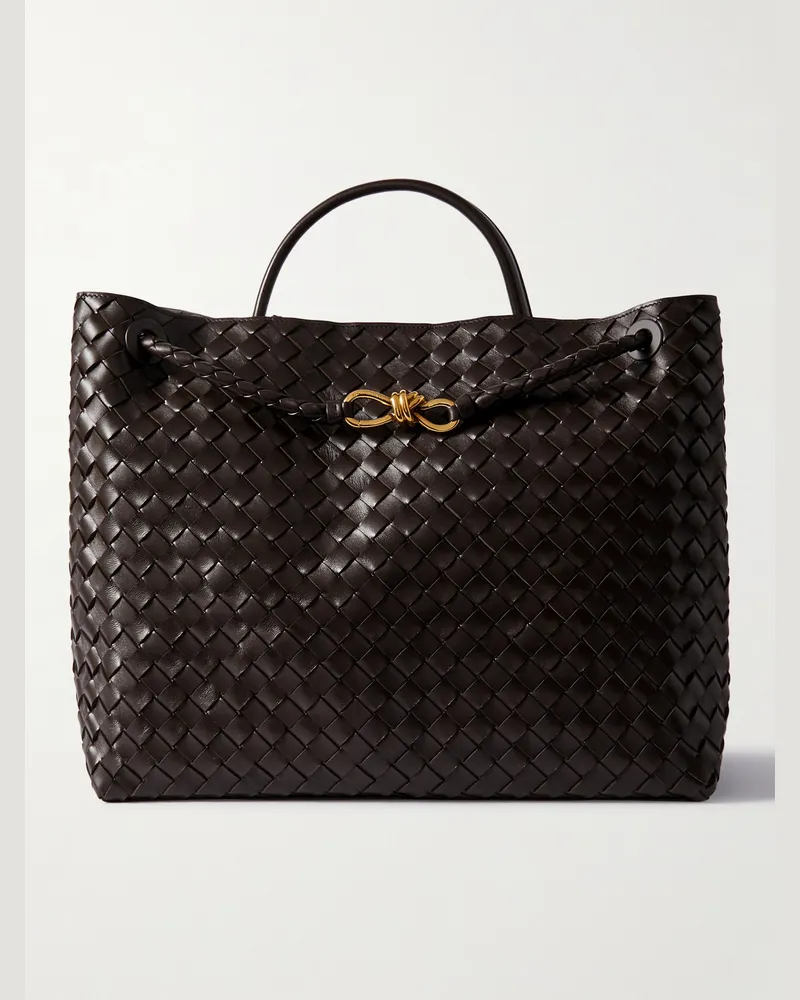 Bottega Veneta Andiamo Large Intrecciato Leather Tote Bag Brown