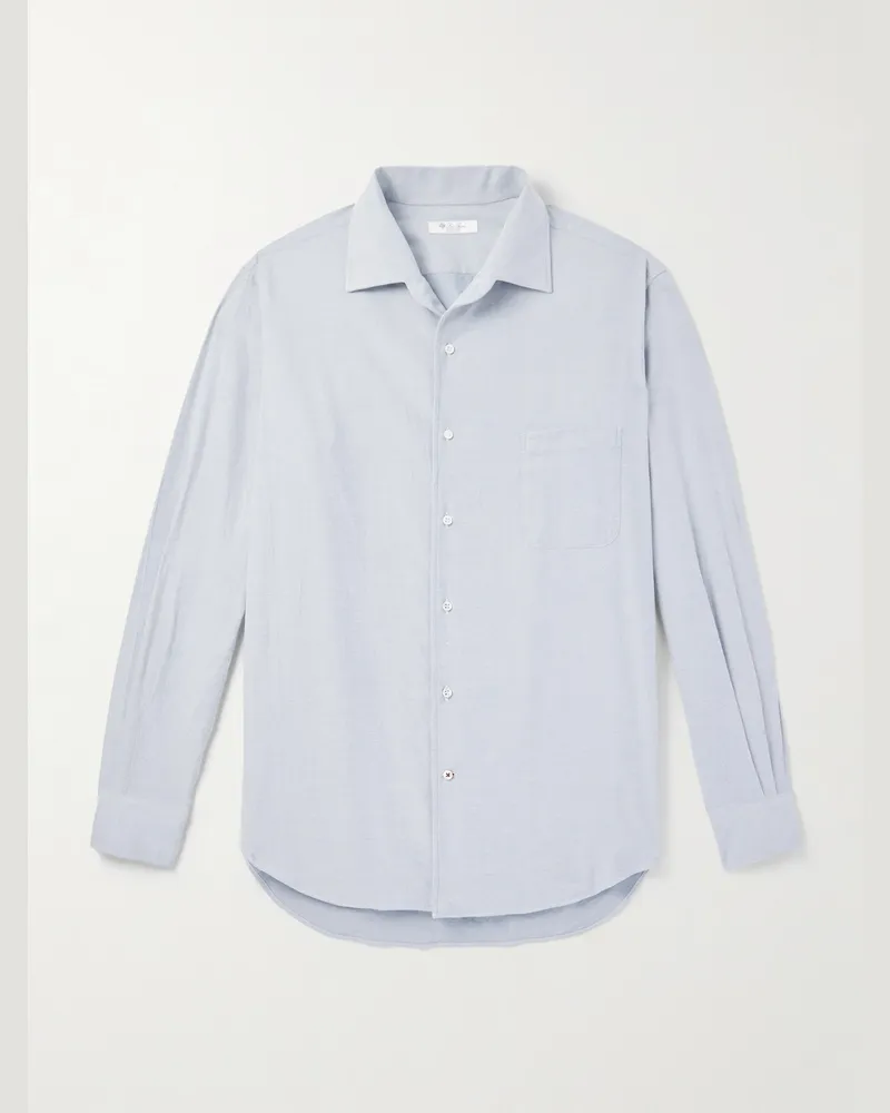 Loro Piana André Hemd aus Baumwollflanell Blau