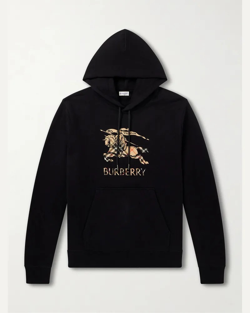 Burberry Logo-Print Cotton-Jersey Hoodie Black