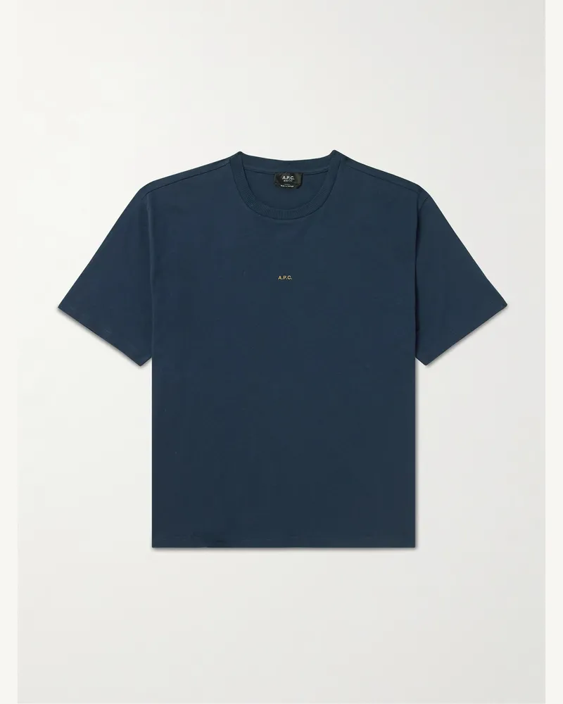 A.P.C. T-Shirt aus Baumwoll-Jersey mit Logoprint Blau