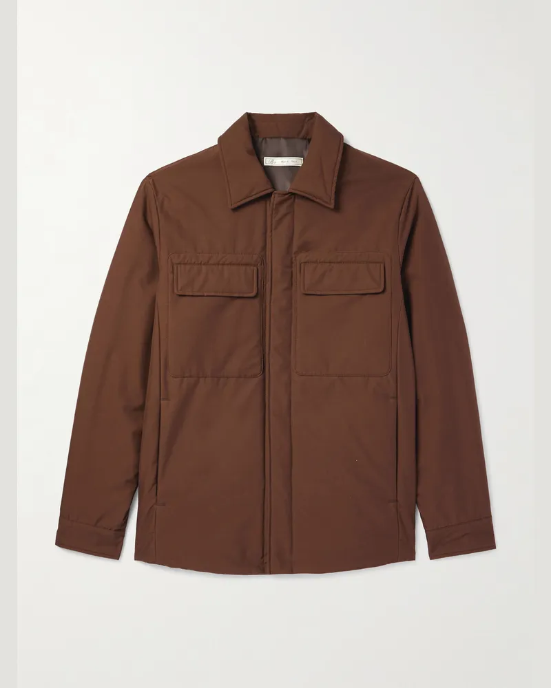 Umit Benan Wattierte Hemdjacke aus Seide Braun