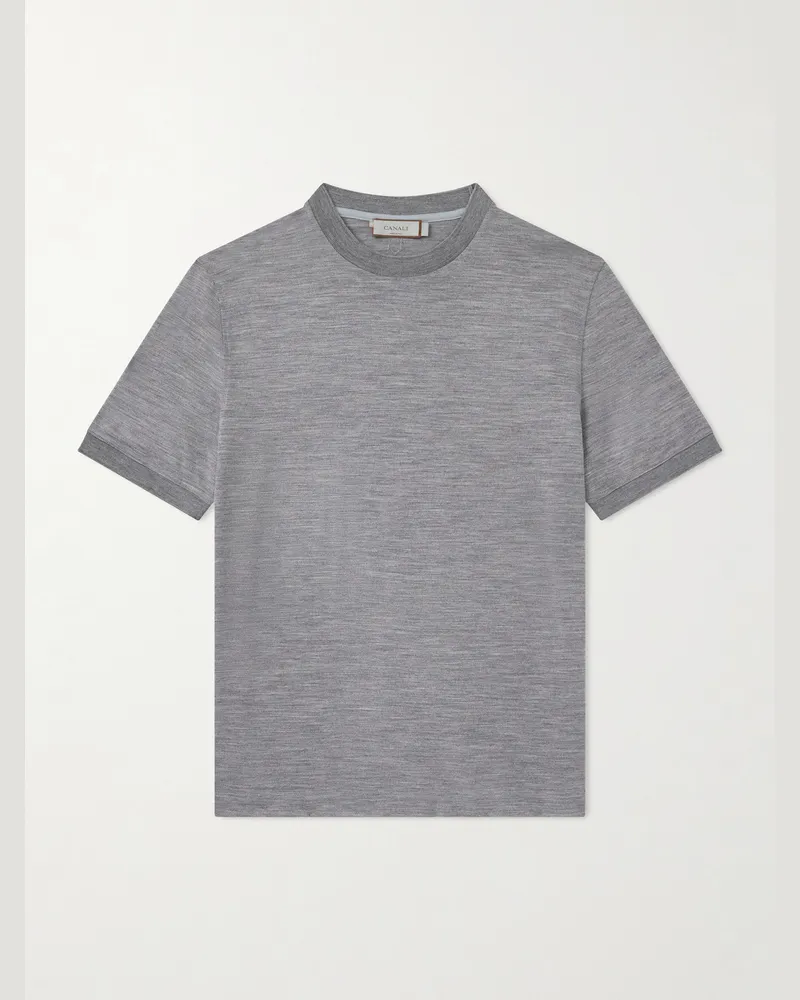 Canali T-Shirt aus Schurwoll-Jersey Grau