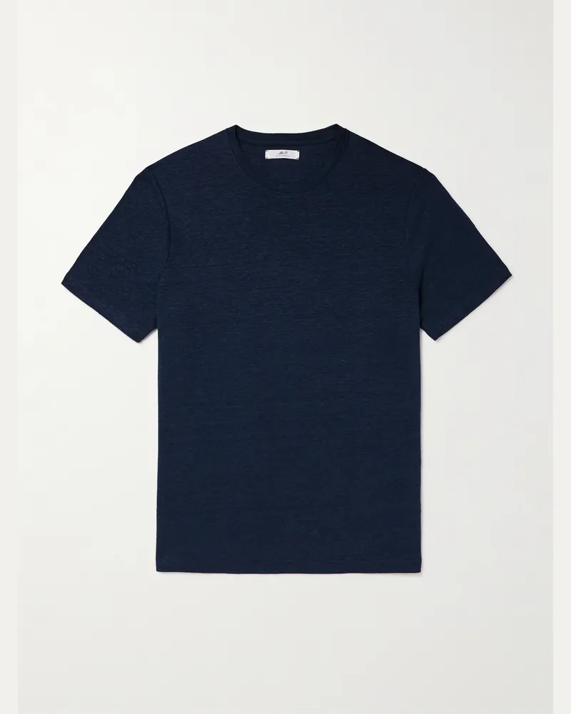 MR P. T-Shirt aus Leinen Blau