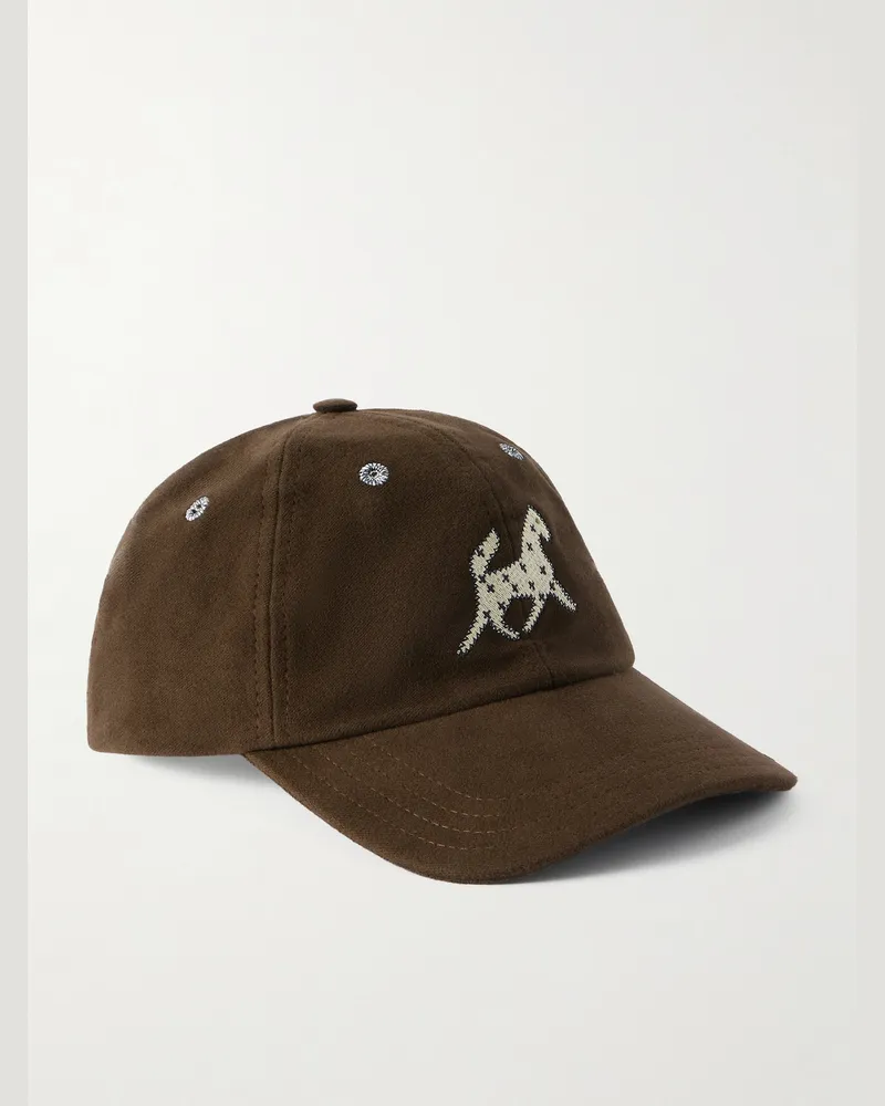 Drake's Baseballkappe aus Baumwoll-Moleskin mit Applikation Braun