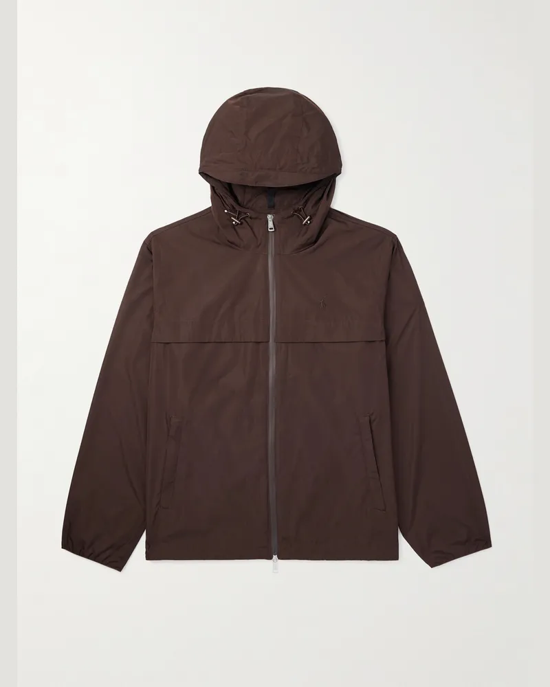 Ralph Lauren Kapuzenjacke aus Shell mit Logostickerei Braun
