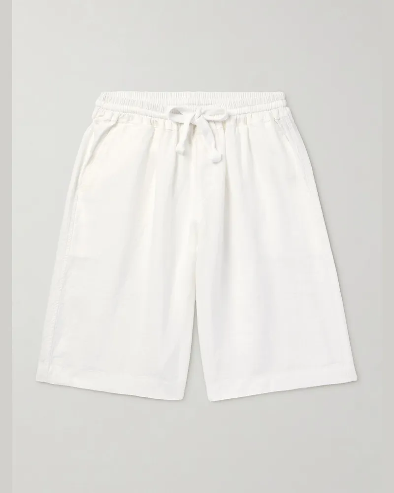 Fedeli Vico gerade geschnittene Shorts aus Leinen mit Kordelzugbund Weiß