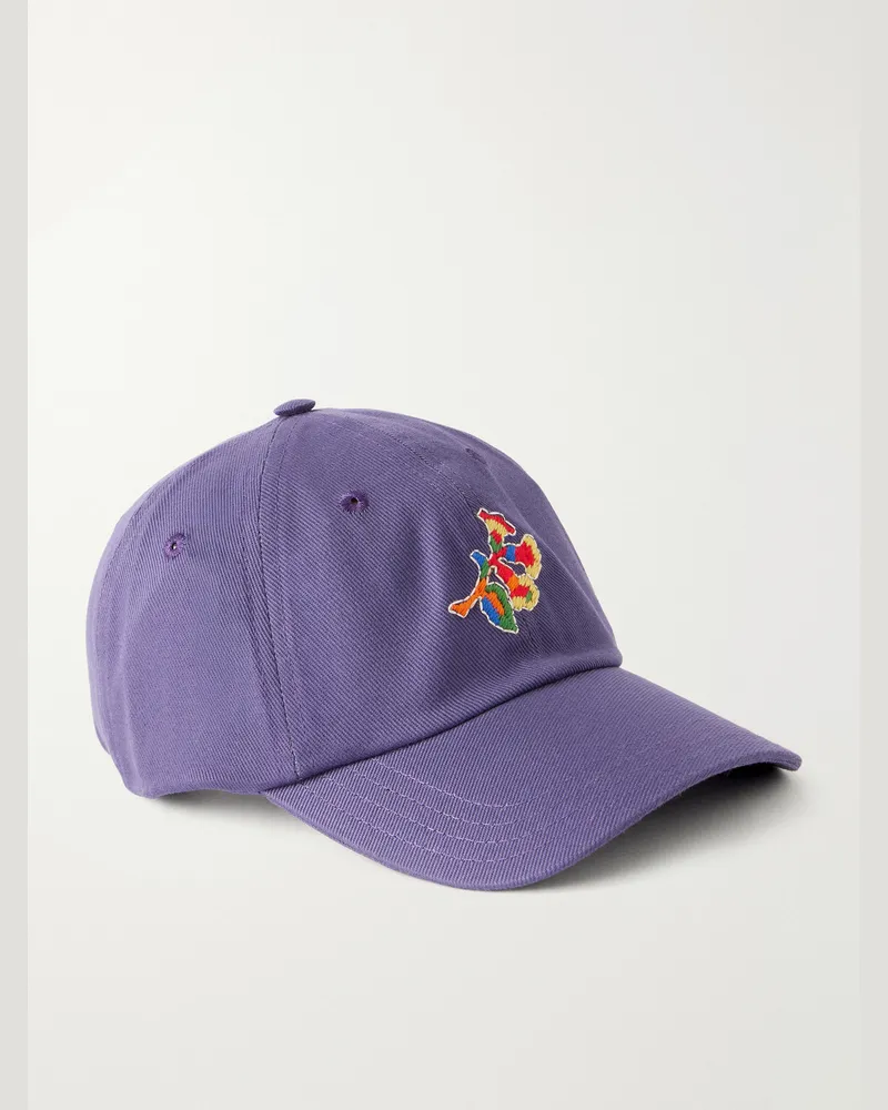 Drake's Tapisserie Embroidered Cotton-Twill Baseball Cap Blue