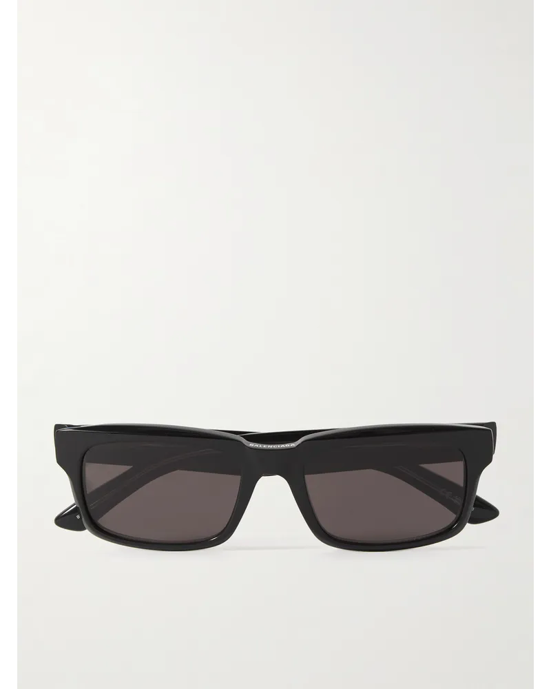 Balenciaga Sonnenbrille mit rechteckigem Rahmen aus recyceltem Azetat Schwarz
